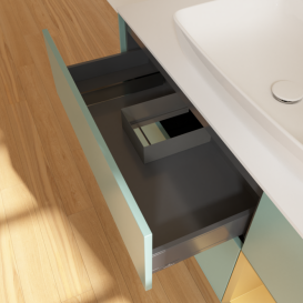 Тумба под раковину Villeroy & Boch Finion 120х50,1 см с подсветкой МДФ оливковый матовый лак/стекло белое матовое G831HFGM