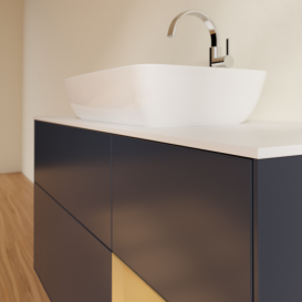 Тумба под раковину Villeroy & Boch Finion 120х50,1 см с подсветкой МДФ темно-синий матовый лак/стекло белое матовое G831HFHG