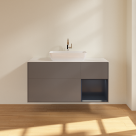 Тумба под раковину Villeroy & Boch Finion 120х50,1 см с подсветкой МДФ антрацит матовый лак/стекло белое матовое G831HGGK