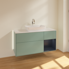 Тумба под раковину Villeroy & Boch Finion 120х50,1 см с подсветкой МДФ оливковый матовый лак/стекло белое G831HGGM