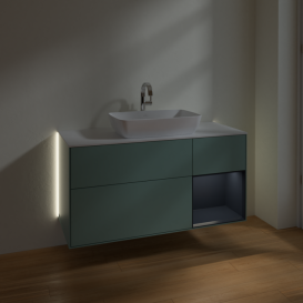 Тумба под раковину Villeroy & Boch Finion 120х50,1 см с подсветкой МДФ оливковый матовый лак/стекло белое G831HGGM