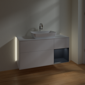 Тумба под раковину Villeroy & Boch Finion 120х50,1 см с подсветкой МДФ белый матовый лак/стекло белое матовое G831HGMT