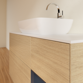 Тумба под раковину Villeroy & Boch Finion 120х50,1 см с подсветкой МДФ шпон дуба/стекло белое матовое G831HGPC