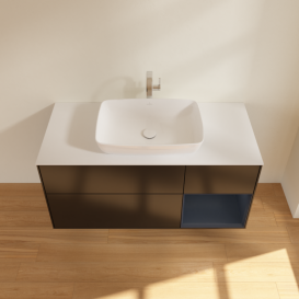 Тумба под раковину Villeroy & Boch Finion 120х50,1 см с подсветкой МДФ черный матовый лак/стекло белое матовое G831HGPD