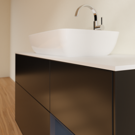 Тумба под раковину Villeroy & Boch Finion 120х50,1 см с подсветкой МДФ черный матовый лак/стекло белое матовое G831HGPD