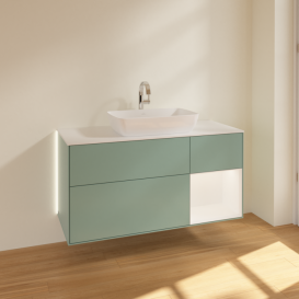 Тумба под раковину Villeroy & Boch Finion 120х50,1 см с подсветкой МДФ оливковый матовый лак/стекло белое матовое G831MTGM