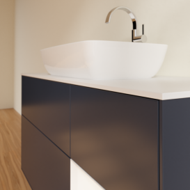 Тумба под раковину Villeroy & Boch Finion 120х50,1 см с подсветкой МДФ темно-синий матовый лак/стекло белое матовое G831MTHG