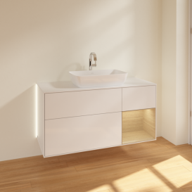 Тумба под раковину Villeroy & Boch Finion 120х50,1 см с подсветкой МДФ глянцевый белый лак/стекло белое матовое G831PCGF