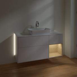 Тумба под раковину Villeroy & Boch Finion 120х50,1 см с подсветкой МДФ глянцевый белый лак/стекло белое матовое G831PCGF