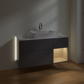 Тумба под раковину Villeroy & Boch Finion 120х50,1 см с подсветкой МДФ антрацит матовый лак/стекло белое матовое G831PCGK