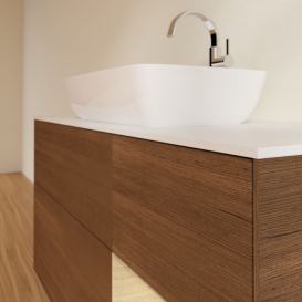 Тумба под раковину Villeroy & Boch Finion 120х50,1 см с подсветкой МДФ шпон грецкого ореха/стекло белое матовое G831PCGN