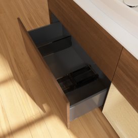 Тумба под раковину Villeroy & Boch Finion 120х50,1 см с подсветкой МДФ шпон грецкого ореха/стекло белое матовое G831PCGN