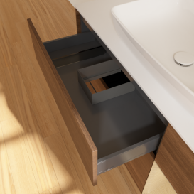 Тумба под раковину Villeroy & Boch Finion 120х50,1 см с подсветкой МДФ шпон грецкого ореха/стекло белое матовое G831PCGN