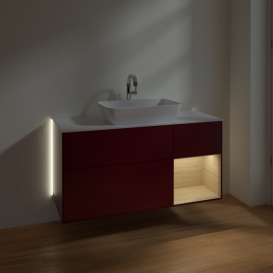 Тумба под раковину Villeroy & Boch Finion 120х50,1 см с подсветкой МДФ пион матовый лак/стекло белое матовое G831PCHB