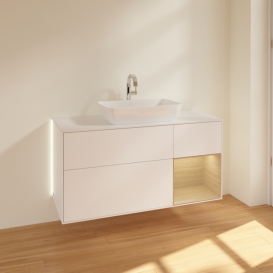 Тумба под раковину Villeroy & Boch Finion 120х50,1 см с подсветкой МДФ белый матовый лак/стекло белое матовое G831PCMT