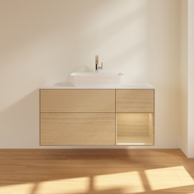 Тумба под раковину Villeroy & Boch Finion 120х50,1 см с подсветкой МДФ шпон дуба/стекло белое матовое G831PCPC