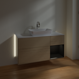 Тумба под раковину Villeroy & Boch Finion 120х50,1 см с подсветкой МДФ шпон дуба/стекло белое матовое G831PDPC