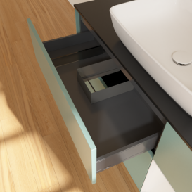 Тумба под раковину Villeroy & Boch Finion 120х50,1 см с подсветкой МДФ оливковый матовый лак/стекло черное матовое G832GFGM