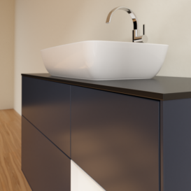 Тумба под раковину Villeroy & Boch Finion 120х50,1 см с подсветкой МДФ темно-синий матовый лак/стекло черное матовое G832GFHG