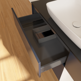 Тумба под раковину Villeroy & Boch Finion 120х50,1 см с подсветкой МДФ темно-синий матовый лак/стекло черное матовое G832GFHG