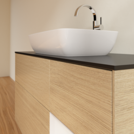 Тумба под раковину Villeroy & Boch Finion 120х50,1 см с подсветкой МДФ шпон дуба/стекло черное матовое G832GFPC