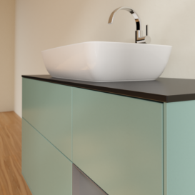 Тумба під раковину Villeroy & Boch Finion 120х50,1 см із підсвічуванням МДФ оливковий матовий лак/скло чорне матове G832GKGM