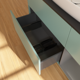 Тумба під раковину Villeroy & Boch Finion 120х50,1 см із підсвічуванням МДФ оливковий матовий лак/скло чорне матове G832GKGM