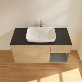 Тумба под раковину Villeroy & Boch Finion 120х50,1 см с подсветкой МДФ шпон дуба/стекло черное матовое G832GKPC