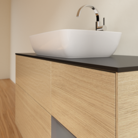 Тумба под раковину Villeroy & Boch Finion 120х50,1 см с подсветкой МДФ шпон дуба/стекло черное матовое G832GKPC