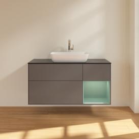 Тумба под раковину Villeroy & Boch Finion 120х50,1 см с подсветкой МДФ антрацит матовый лак/стекло черное матовое G832GMGK