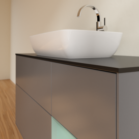 Тумба под раковину Villeroy & Boch Finion 120х50,1 см с подсветкой МДФ антрацит матовый лак/стекло черное матовое G832GMGK