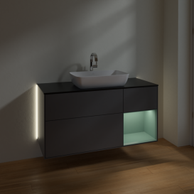 Тумба под раковину Villeroy & Boch Finion 120х50,1 см с подсветкой МДФ антрацит матовый лак/стекло черное матовое G832GMGK