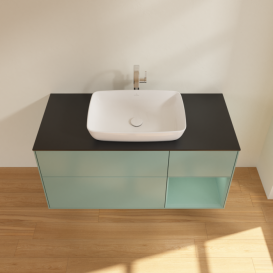 Тумба под раковину Villeroy & Boch Finion 120х50,1 см с подсветкой МДФ оливковый матовый лак/стекло черное матовое G832GMGM