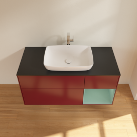 Тумба под раковину Villeroy & Boch Finion 120х50,1 см с подсветкой МДФ пион матовый лак/стекло черное матовое G832GMHB