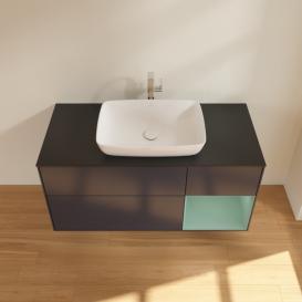 Тумба под раковину Villeroy & Boch Finion 120х50,1 см с подсветкой МДФ темно-синий матовый лак/стекло черное матовое G832GMHG