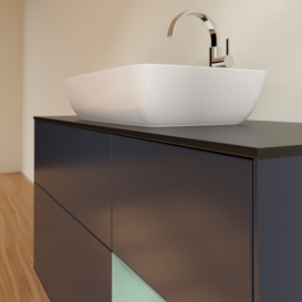 Тумба под раковину Villeroy & Boch Finion 120х50,1 см с подсветкой МДФ темно-синий матовый лак/стекло черное матовое G832GMHG