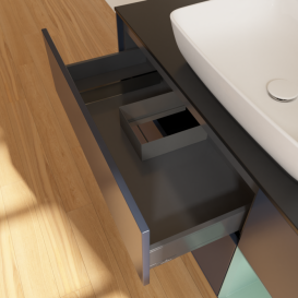 Тумба под раковину Villeroy & Boch Finion 120х50,1 см с подсветкой МДФ темно-синий матовый лак/стекло черное матовое G832GMHG