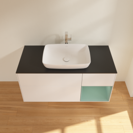 Тумба под раковину Villeroy & Boch Finion 120х50,1 см с подсветкой МДФ белый матовый лак/стекло черное матовое G832GMMT