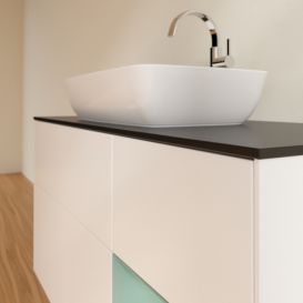 Тумба под раковину Villeroy & Boch Finion 120х50,1 см с подсветкой МДФ белый матовый лак/стекло черное матовое G832GMMT