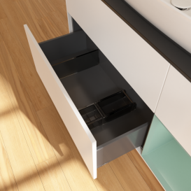 Тумба под раковину Villeroy & Boch Finion 120х50,1 см с подсветкой МДФ белый матовый лак/стекло черное матовое G832GMMT