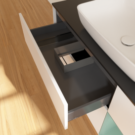 Тумба под раковину Villeroy & Boch Finion 120х50,1 см с подсветкой МДФ белый матовый лак/стекло черное матовое G832GMMT