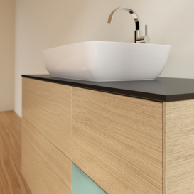 Тумба под раковину Villeroy & Boch Finion 120х50,1 см с подсветкой МДФ шпон дуба/стекло черное матовое G832GMPC