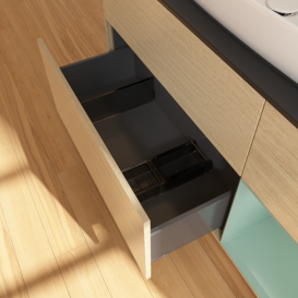 Тумба под раковину Villeroy & Boch Finion 120х50,1 см с подсветкой МДФ шпон дуба/стекло черное матовое G832GMPC