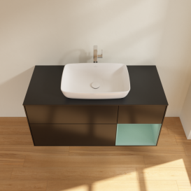 Тумба под раковину Villeroy & Boch Finion 120х50,1 см с подсветкой МДФ черный матовый лак/стекло черное матовое G832GMPD