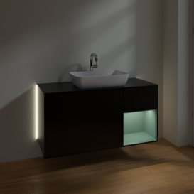 Тумба под раковину Villeroy & Boch Finion 120х50,1 см с подсветкой МДФ черный матовый лак/стекло черное матовое G832GMPD
