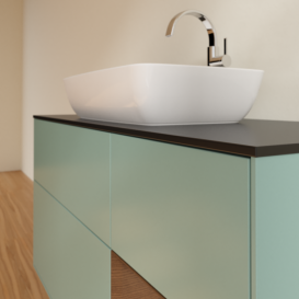 Тумба под раковину Villeroy & Boch Finion 120х50,1 см с подсветкой МДФ оливковый матовый лак/стекло черное матовое G832GNGM