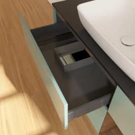 Тумба под раковину Villeroy & Boch Finion 120х50,1 см с подсветкой МДФ оливковый матовый лак/стекло черное матовое G832GNGM