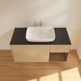 Тумба под раковину Villeroy & Boch Finion 120х50,1 см с подсветкой МДФ шпон дуба/стекло черное матовое G832GNPC