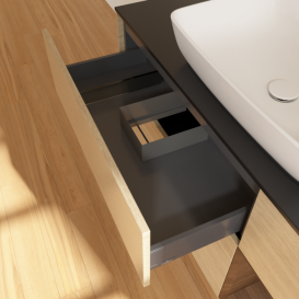 Тумба под раковину Villeroy & Boch Finion 120х50,1 см с подсветкой МДФ шпон дуба/стекло черное матовое G832GNPC