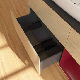 Тумба под раковину Villeroy & Boch Finion 120х50,1 см с подсветкой МДФ шпон дуба/стекло черное матовое G832HBPC